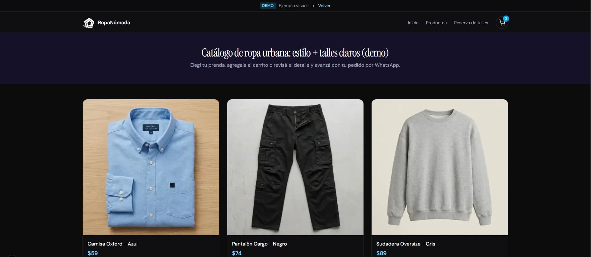 Vista previa: E-commerce con catálogo